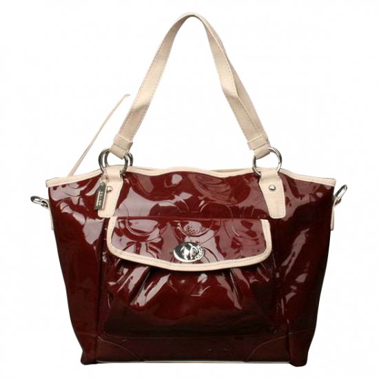 Coach Bleecker Riley Carryall Small Dark Red Satchels ECF | Women - Click Image to Close